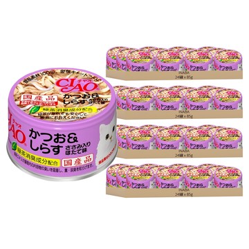 INABA CIAO 啾嚕 旨定罐 A-12 85g  鰹魚 + 吻仔魚 + 干貝  96罐