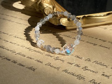 【極光與月之戀人。手鍊】灰月光石、白月光石|原創設計款手鏈