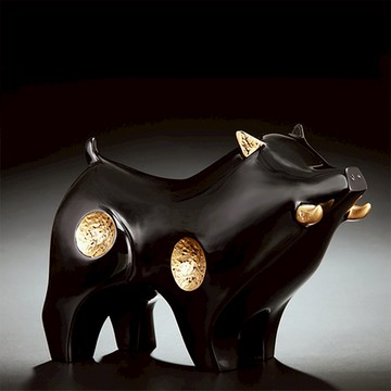 筌美術Gallery Chuan | 尊榮系列_《納．財源 》豬造型擺飾(黑)
