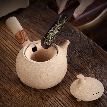 陶土陶壺粗陶煮茶器陶瓷煮茶壺側把茶壺圍爐電陶爐側把壺2024新款