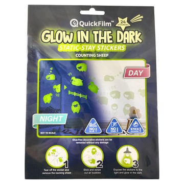 KISS 貼貼靜電無痕隨變貼 壁貼-夜光系列 6 sheets with 24 stickers 家居裝飾  數數羊  166mm X 175mm