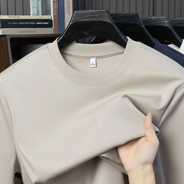 【新款熱賣】男裝短袖T恤純色健康親膚簡約商務男紳士圓領柔軟t