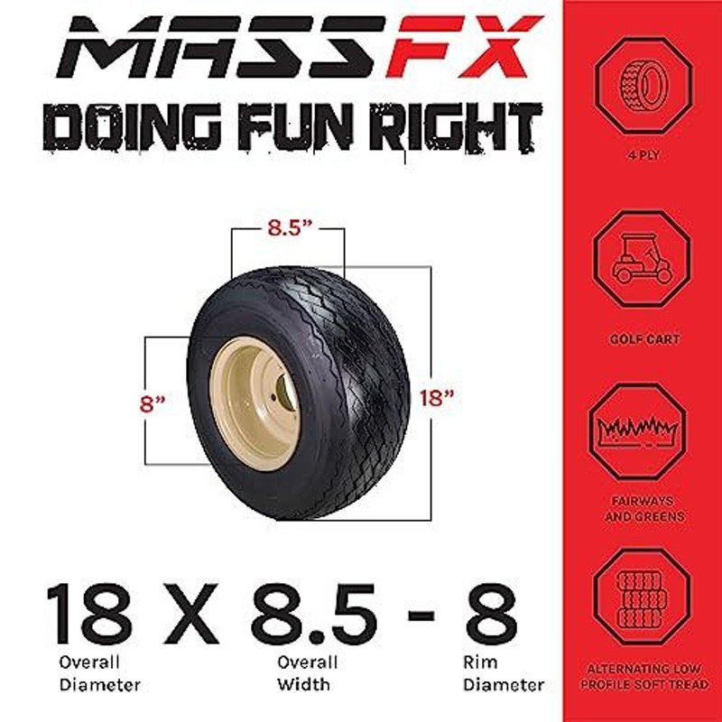 18 x 8.50-8 OEMゴルフカートホイール&ゴルフカートタイヤコンボ-4本