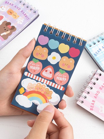 萌多多線圈貼紙本子 兒童女孩手賬貼紙套裝一本手杖裝飾小圖案ins風卡通可愛少女手帳素材標簽貼畫