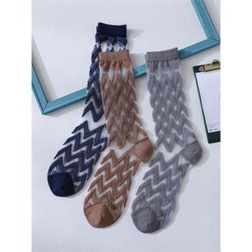 網紅襪子抖音波浪水晶絲襪ins潮中筒襪春季薄款涼鞋襪可愛仙女襪