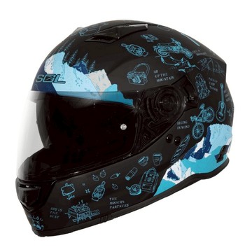 SOL SF-7 / SF7 探險者 消光黑/藍綠 內藏式墨鏡 金屬排齒釦 EPS 眼鏡溝 耳機槽 全可拆洗 全罩 安全