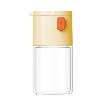 couselect 廚房2合1定量調味罐/密封調料瓶/防潮玻璃罐/佐料罐/胡椒罐/鹽巴罐/糖罐 12.5 x 6.4 x 6cm 黃色  180ml  1個