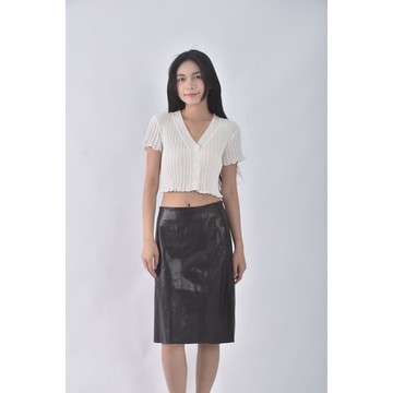 (L) 【國泰航空永續合作】references質感皮質黑色長裙二手衣