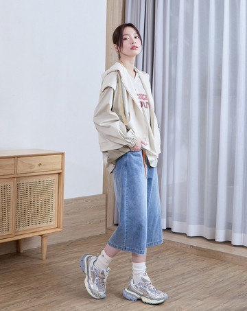 造型帽繩落肩連帽背心(兩色)