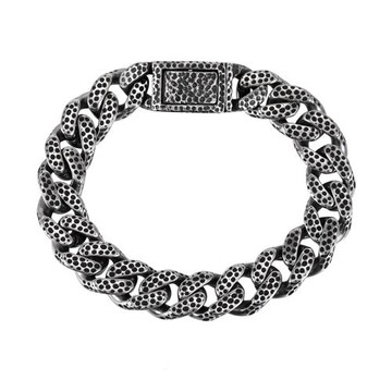 GRGR 蜂巢洞做舊復古鈦鋼切割手鏈男嘻哈歐美潮流粗款手飾高級感