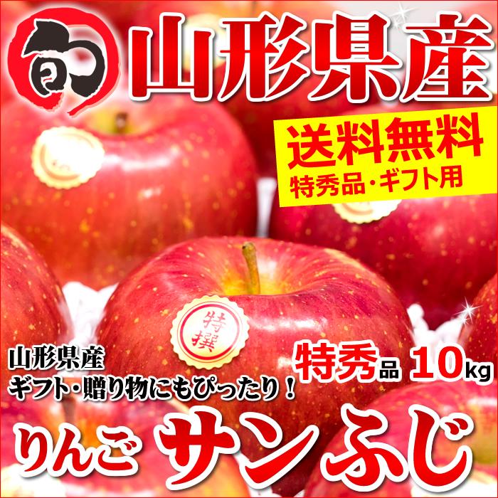 山形県産 冬ギフト りんご サンふじ 10kg (贈答用 特秀品 28〜36玉入り)