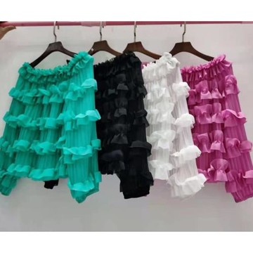 新款長袖襯衫女韓版甜美一字領兩穿層層荷葉邊拼接雪紡衫上衣潮