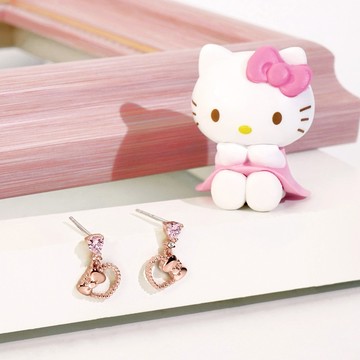 【STORY故事銀飾】Hello Kitty 50th系列-Future 蝴蝶結晶鑽純銀耳環