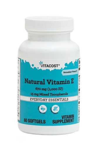 Vitacost Natural Vitamin E 670 mg (1,000 IU) 15mg Mixed Tocopherols - 60 Softgels