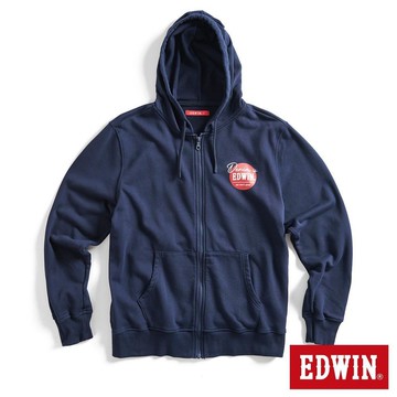 EDWIN 男款 網路獨家 圓標LOGO連帽拉T外套 (丈青色)