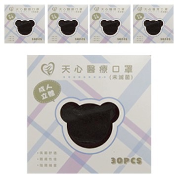 MITENXIN 天心生醫 醫療口罩 未滅菌 3D成人 130 x 92mm  曜石黑  5盒