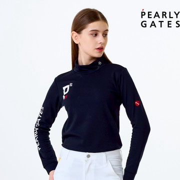 【ṔEARLY GATES】女款藏青色柔軟舒適輕量喀什米亞羊毛觸感棉質長袖立領衫 JLW26010