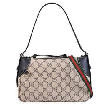 GUCCI GG Emblem 滿版印花拉鍊兩用包(黑邊)
