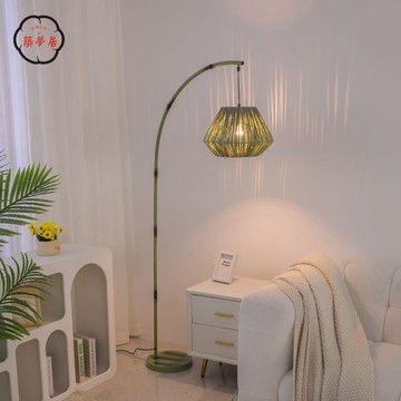 110v燈具 免運 附發票 落地燈 臥室燈 床頭燈 竹藝落地燈客廳臥室侘寂風氛圍感北歐網紅沙發旁裝飾擺件床頭臺燈工廠現貨直銷 年底鉅惠 店長新品推薦 全館折扣 5z1110