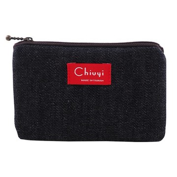 丹寧風造型寬版零錢包(1入)