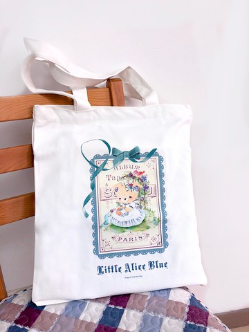 帆布環保袋附拉鏈及內袋【Little Alice Blue的小花園】