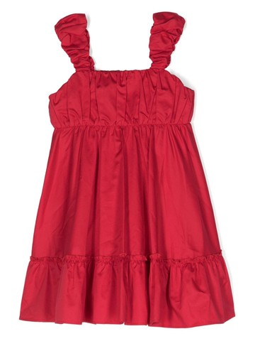 Lapin House - ruffled cotton dress - kids - Cotton - 4 yrs - Red