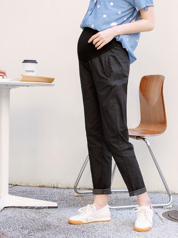 純棉高彈力素色孕婦哈倫褲