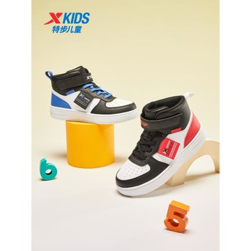 特步童鞋男童女童高幫板鞋籃球鞋兒童運動鞋中大童休閑耐磨滑板鞋