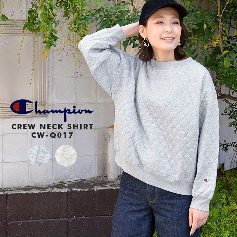 チャンピオン Champion レディース トレーナー スウェット CW-Q017 クルーネック シャツ キルティング プルオーバー 長袖 ロゴ  CREW NECK SHIRT 国内正規品 通販 LINEポイント最大1.0%GET | LINEショッピング