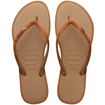 havaianas 哈瓦士 巴西人字拖 女款 Slim Glitter Contour 外圈金蔥 玫瑰金【南風百貨】