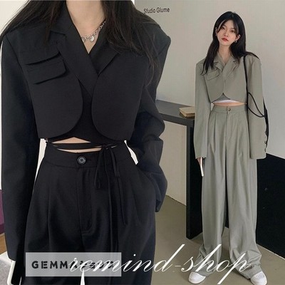 パンツスーツ レディース ワイドパンツ ショート丈ジャケット 韓風 ダンススーツ ヒップホップ Jazz K Pop かっこいい 日常着 ダンス衣装 通販 Lineポイント最大get Lineショッピング