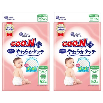 GOO.N 大王 日本境內版 SJ柔觸肌系列 黏貼型尿布 6~11kg  104片  M