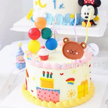 🎂小熊蛋糕裝飾【台灣現貨】F135 生日蛋糕 生日派對 烘焙裝飾 慶生 氣球 佈置 周歲 蛋糕擺件 驚喜 兒童生日 熊熊