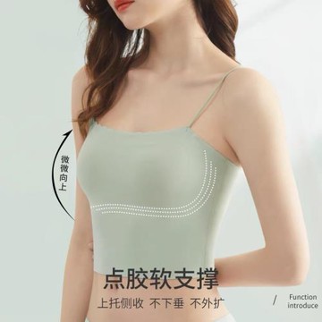 無痕美背內衣女吊帶背心女小胸聚攏文胸一體式內搭帶胸墊抹胸裹胸