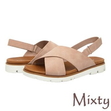 MIXTY 厚底涼鞋/歐美時尚極簡交叉造型厚底涼鞋 粉