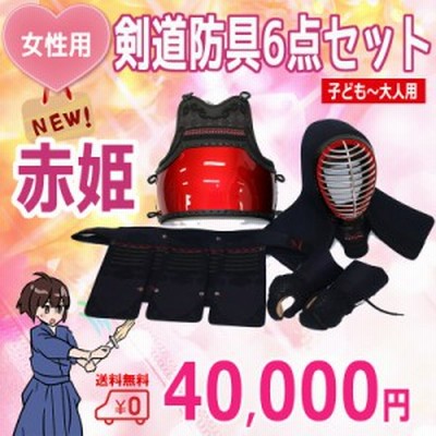 剣道赤姫 剣道防具セット 女性用剣道防具6点セット 赤姫 面 胴 小手 ...