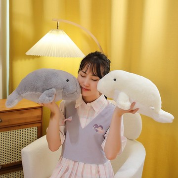 可愛海洋動物海牛 兔毛儒艮海牛 睡覺抱枕毛 絨玩具公仔 靠枕送女生 交換禮物