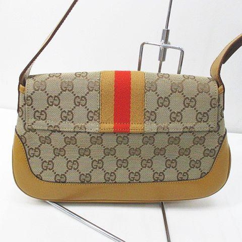 グッチ GUCCI 001 3824 3754 ジャッキー ショルダーバッグ GGキャンバス レザー ゴールド金具 ベージュ イタリア製 レディース  | LINEブランドカタログ