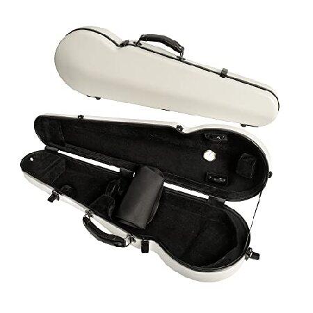 MI＆VI Classic Poly Carbon Shaped Violin Case (Full Size) with Carry Straps Hygrometer Tough Shell by MI＆VI MUSIC (White)