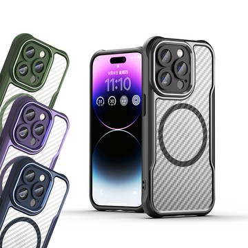 RUGGED SHIELD 領先Pro iPhone 14 Pro 6.1吋 鋁合金鏡頭框 碳纖紋磁吸防摔殼 手機殼