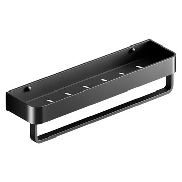 LSD 太空鋁浴室置物架 托盤有桿 50cm 黑色 免打孔  1個