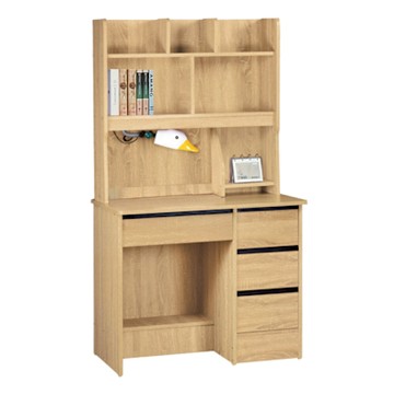 文創集 海韻3尺四抽高書桌組合(四色可選)-90x54x163cm免組