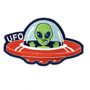 DIY刺繡徽章 外星人UFO 刺繡貼布 電繡貼 背膠補丁 電繡刺繡布章 貼布 布標 燙貼 徽章 肩章 識別章 背包 _廠商直送