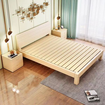 優樂悅~實木現代簡約床宿舍長單層床1.5雙人床1.8經濟出租房床架1.2單人