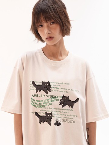 Cotton Embroidered Adventure T-Shirt (AS1207) [Ivory]