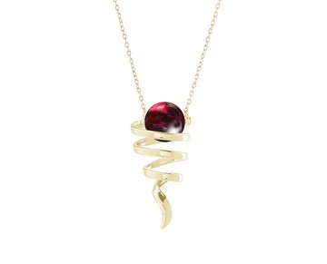 波浪形石榴石項鍊 1月誕生石時尚金吊墜 簡約925純銀抽象漩渦墜子