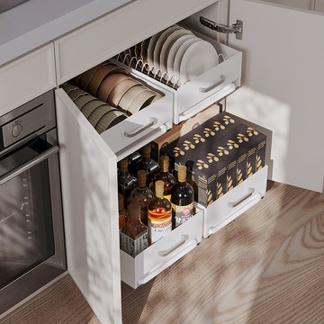 【免運/可開票】收納架 收納盒 儲物櫃 櫥櫃 抽拉式碗碟拉籃置物架家用下水槽盤子瀝水收納盒廚房櫥櫃抽屜架子