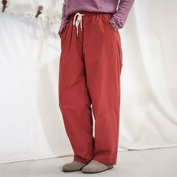 鋪棉純色休閒長褲123309