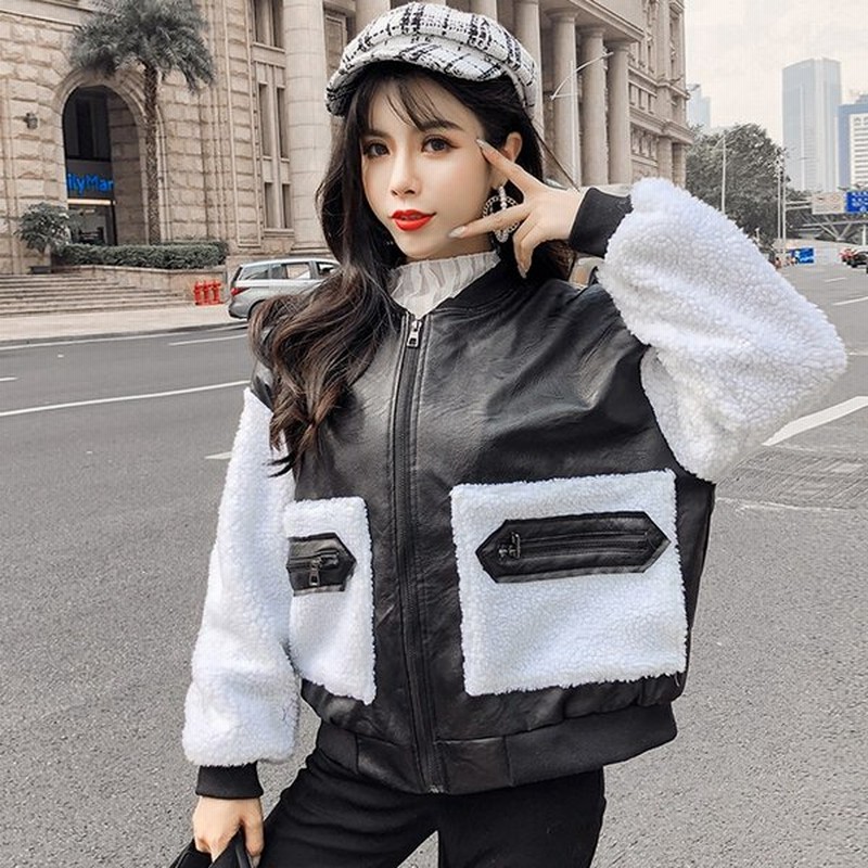 裏ボアジャケット ライダースジャケット レザー切替 レディース ボアブルゾン アウター もこもこ スタジャン ジップパーカー 長袖 裏起毛 防寒 秋冬 通販 Lineポイント最大get Lineショッピング