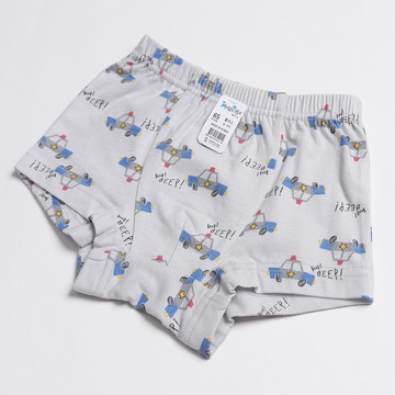 韓國 Mellisse - 韓製棉混紡四角褲(男寶)-帥氣警車-灰